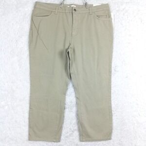 Dickies Womens Pants Perfect Shape Skinny Capri Beige Khaki Tummy Control 16 New